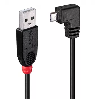 Lindy 1m USB 2.0 Kabel - Typ A auf Micro-B Kabel, 90 Grad abgewinkelt