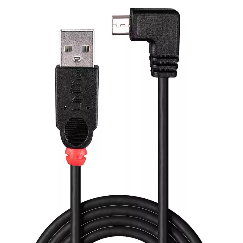 Lindy 2m USB 2.0 Kabel – Typ A auf Micro-B Kabel, 90° abgewinkelt