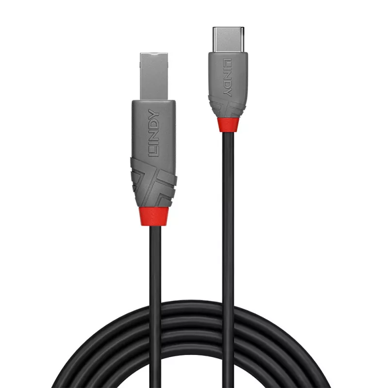 USB 2.0 Typ-C-auf-B-Kabel Lindy 36940 0,5 m Anthra Line