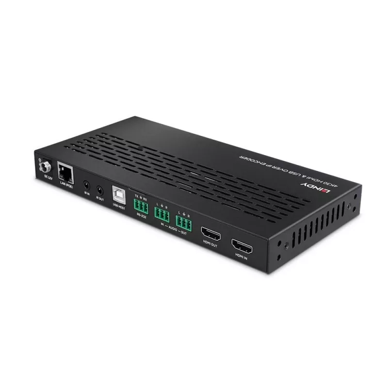 Lindy 38396 4K30 HDMI & USB over IP Encoder, Multicast & Videowall, HDMI 2.0, HDCP 2.2, PoE, 100 m