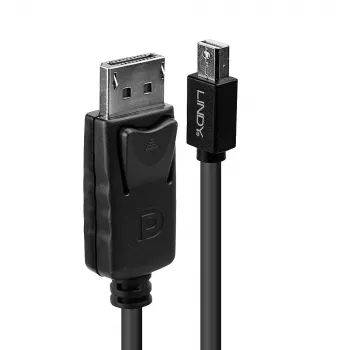Lindy 2m Mini DisplayPort Male to DisplayPort Male, Schwarz, 2 m, Mini DisplayPort, DisplayPort, Male, Male, 2560 x 1600 Pixel