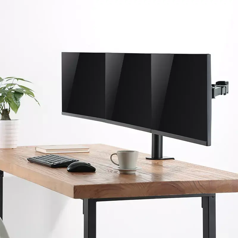 LogiLink BP0107 Dreifach-Monitorhalterung für den Tisch, 17-27 Zoll, 7 kg pro Arm, VESA 75x75/100x100, Stahl, Schwarz