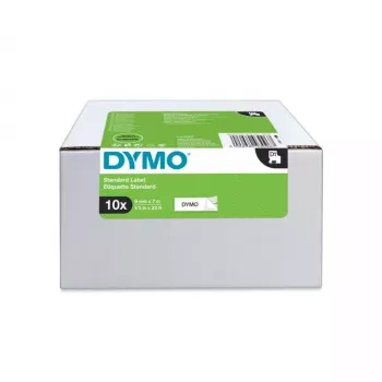 DYMO Authentic D1 Labels | 9mm x 7m Rolle | Schwarzer Druck auf Weiß | Selbstklebende Etiketten für LabelManager Etikettendrucker | 10 Stück