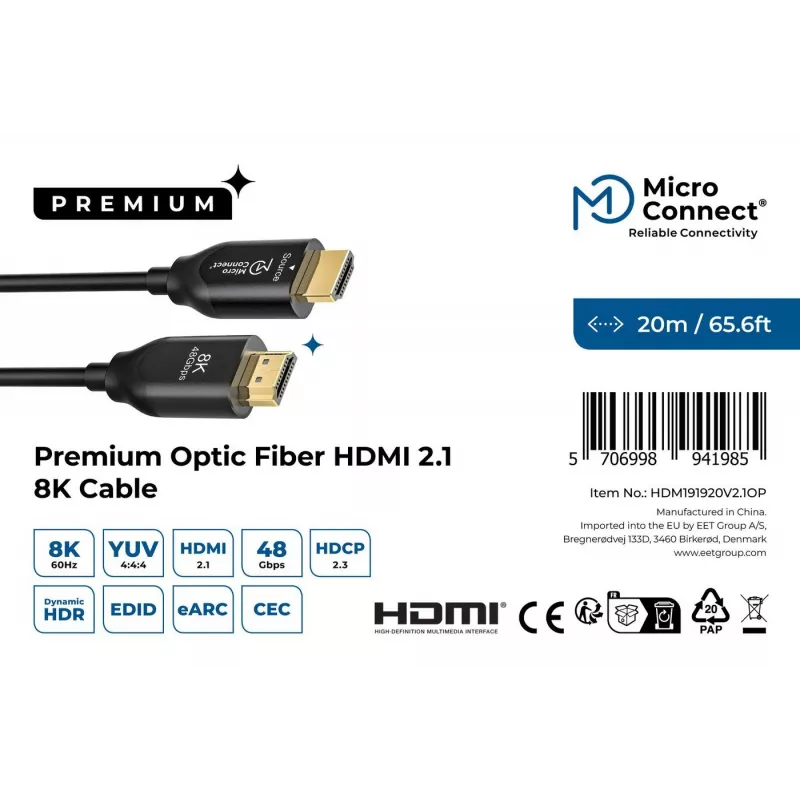 Microconnect Premium Optic HDMI-Kabel 20m