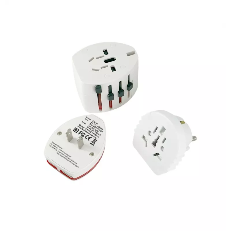 MicroConnect SKROSS Welt-Reiseadapter mit zwei USB-Anschlüssen, Weiß