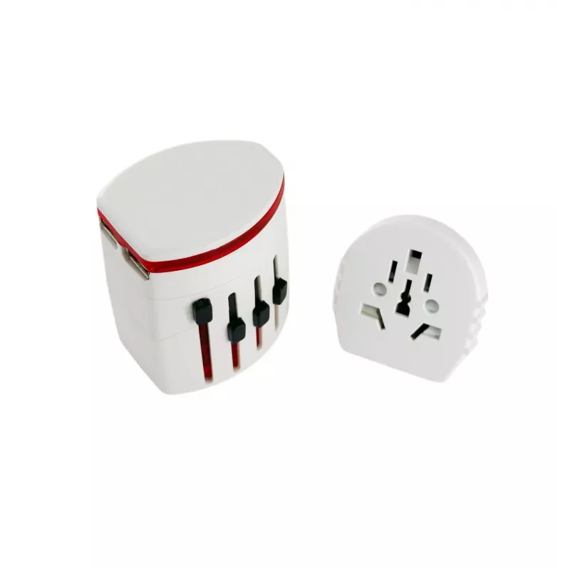 MicroConnect SKROSS Welt-Reiseadapter mit zwei USB-Anschlüssen, Weiß