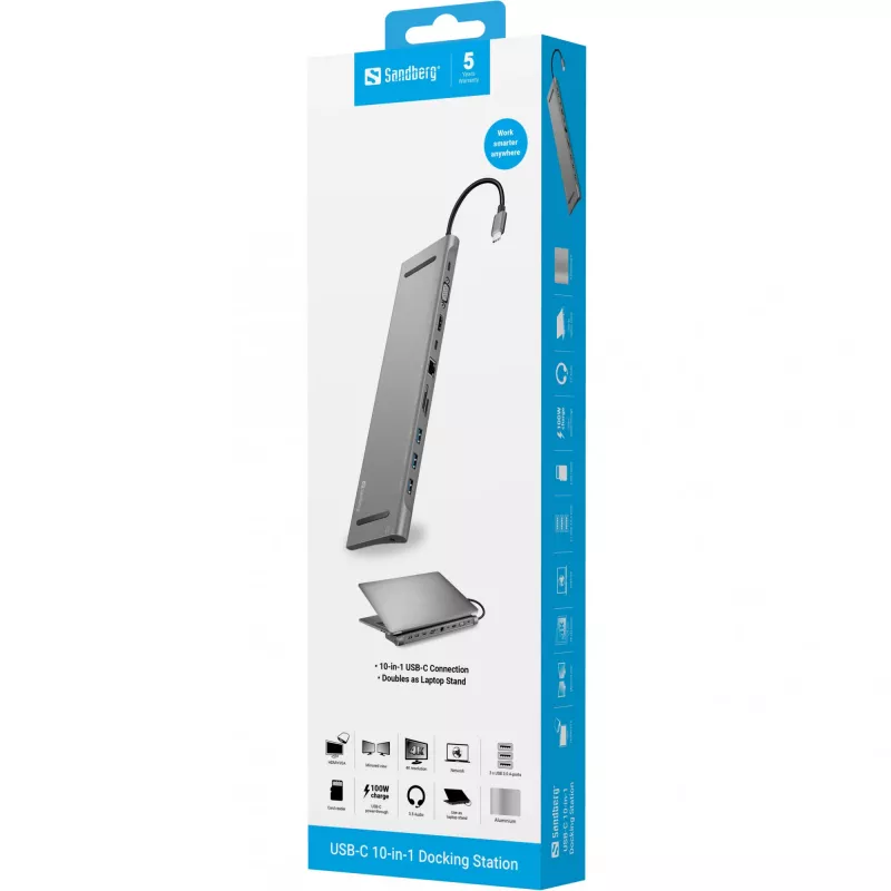 Sandberg USB-C 10-in-1 Docking Station