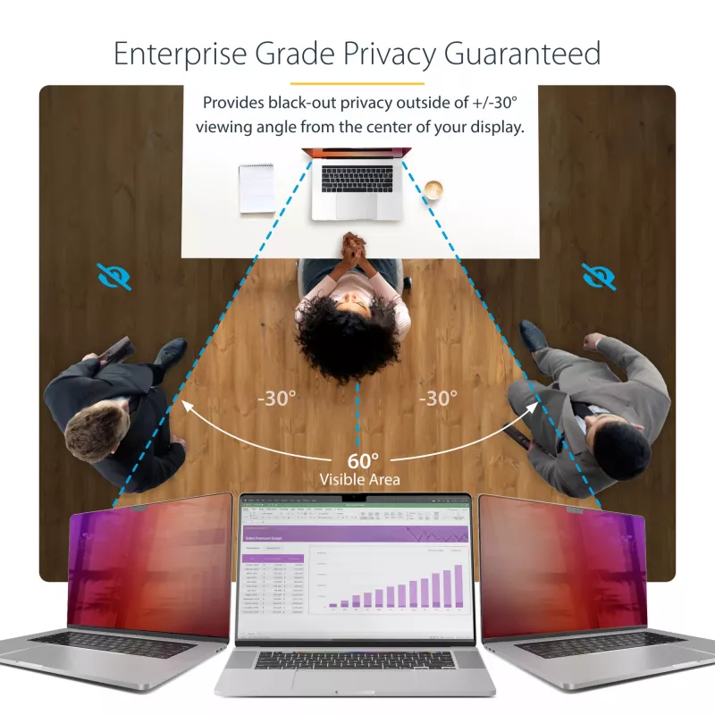 StarTech.com 14-Zoll MacBook Pro 21/23 Blickschutzfolie, Gold-Filter mit verbesserter Privatsphäre, Computer-Sicherheitsschild, doppelseitiger Bildschirmschutz, +/- 30°