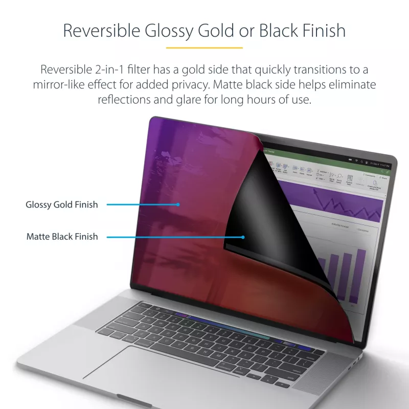 StarTech.com 16-Zoll MacBook Pro 21/23 Blickschutzfilter, Gold-Filter mit verbessertem Datenschutz, Computer-Sicherheitsschild, doppelseitiger Bildschirmschutz, +/- 30°