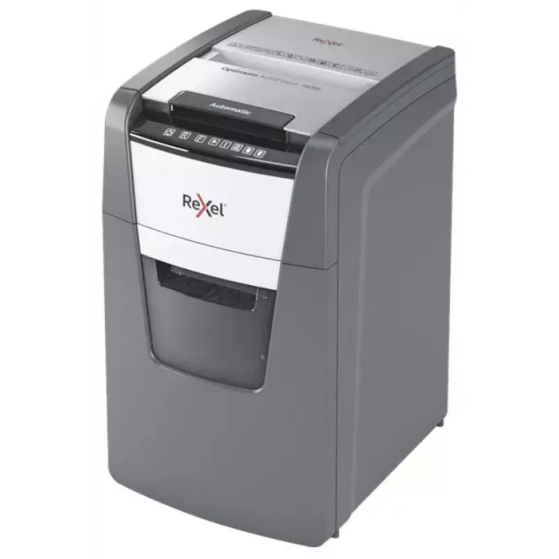 Rexel Optimum AutoFeed+ 150M Aktenvernichter, Mikroschnitt 2 x 15 mm, P-5, 150 Blatt, 44-l-Behälter