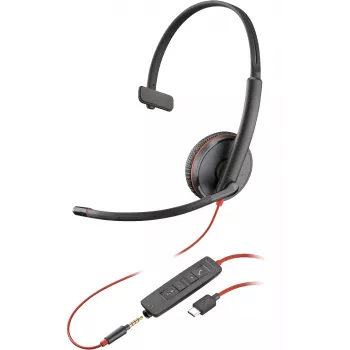HP Poly Blackwire C3215 Monaural Headset +Tragetasche (Bulk), Kabelgebunden, Büro/Callcenter, 87 g, Headset, Schwarz