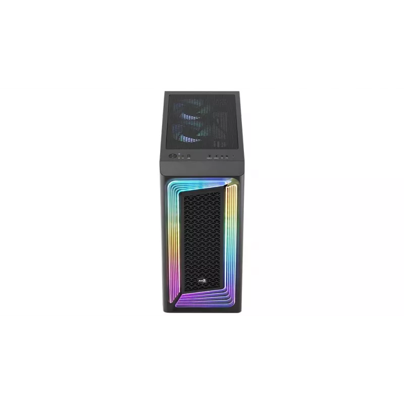 Aerocool Interstellar-G-BK-v1 Midi-Tower PC-Gehäuse, ATX/Micro-ATX/Mini-ITX, ARGB, Temperglas, Schwarz