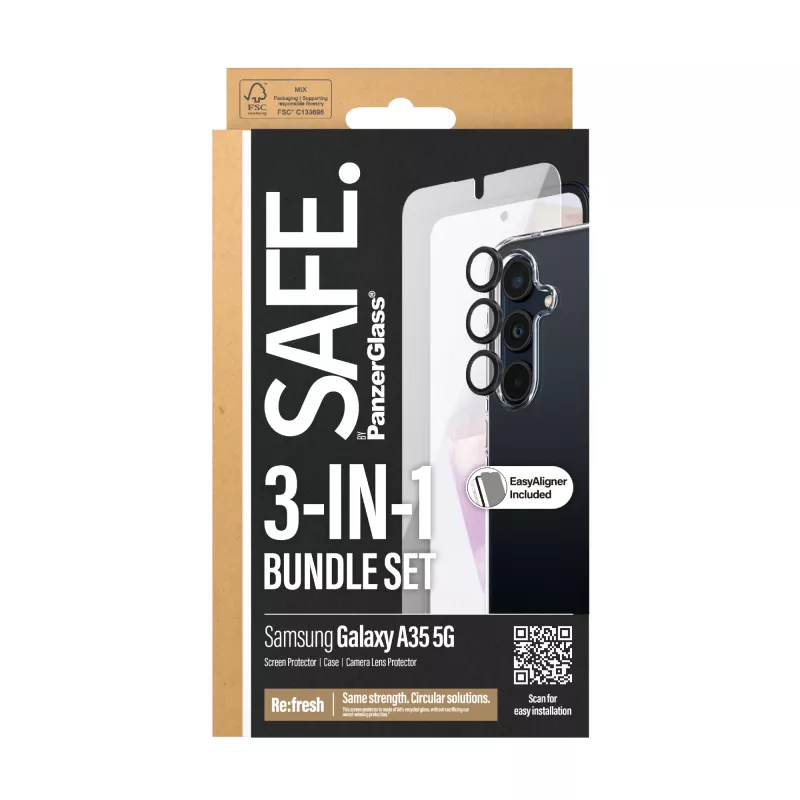 PanzerGlass SAFE. by ® 3-in-1 Schutzpaket Samsung Galaxy A35 5G