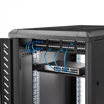 StarTech.com 1U Feste Server-Rack-Montageablage - 25,4 cm tiefe Universal-Kragarm-Ablage aus Stahl für 19-Zoll-AV-/Netzwerk-Equipment-Rack - Robust - Tragfähigkeit 20 kg, Schwarz