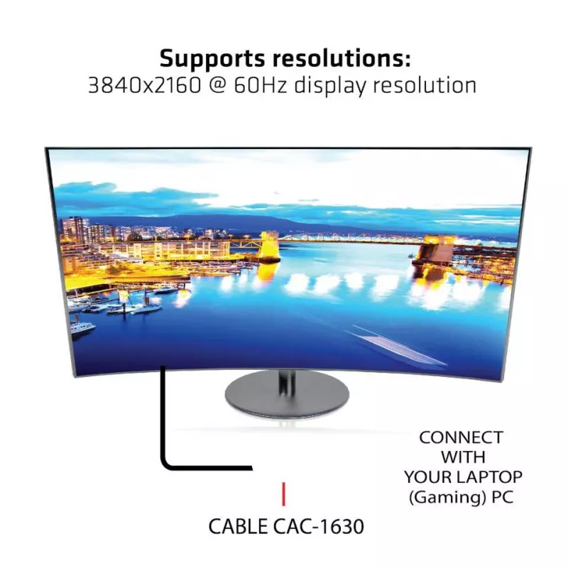 CLUB3D USB Type C + HDMI™ + MiniDisplayPort™ 1.2 zu HDMI™ 4K60Hz HDR M/M Aktiver Adapter 32AWG
