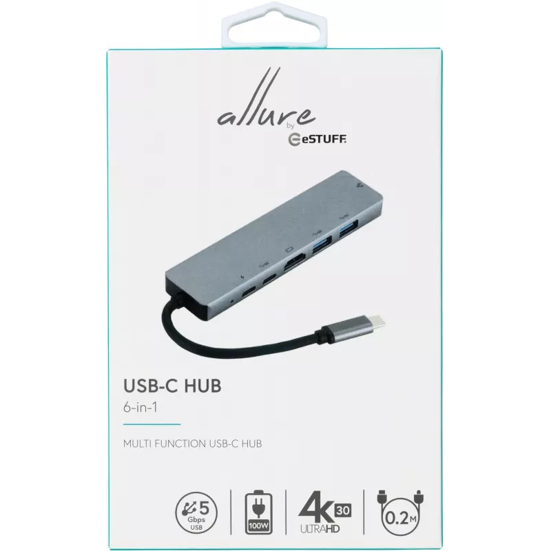 eSTUFF ES623012 Laptop-Dockingstation/Port-Replikator USB 3.2 Gen 1 (3.1 Gen 1) Type-C Grau