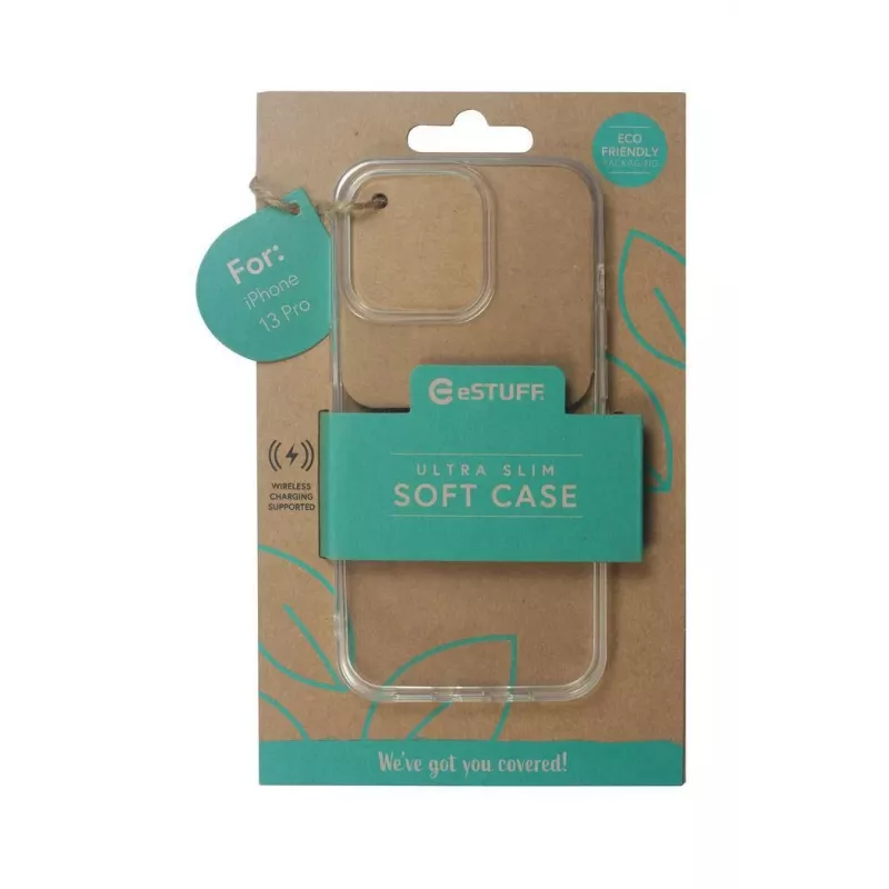 eSTUFF ES67100003 LONDON weiche Rückseitenabdeckung für iPhone 13 Pro, TPU, transparent