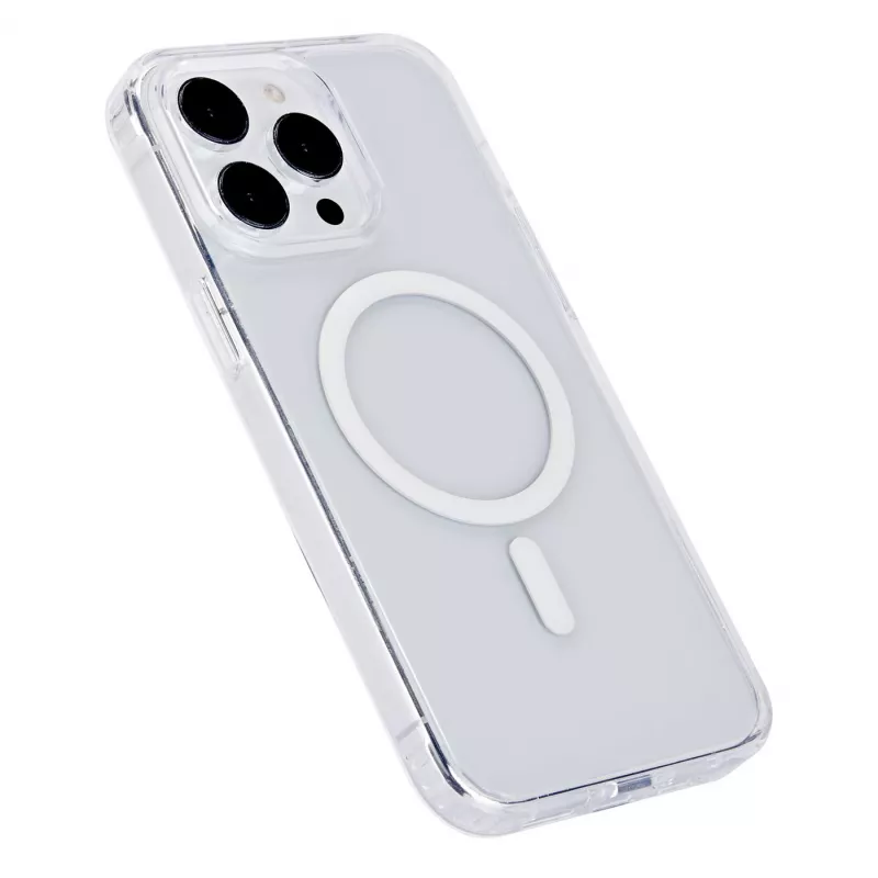 eSTUFF Berlin ES67140027 magnetische Handyhülle für iPhone 15 Pro, MagSafe-kompatibel, Polycarbonat, TPU, Transparent