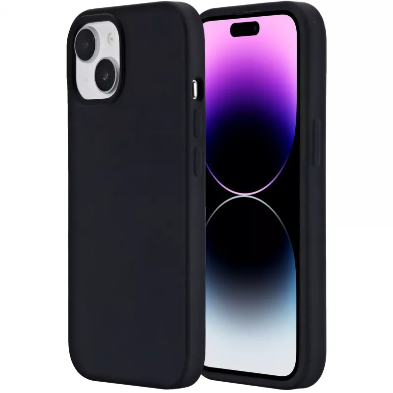 eSTUFF ES67150025 Infinite Rome magnetische Rückseitenhülle für iPhone 15, MagSafe-kompatibel, Polycarbonat/Silikon, Schwarz