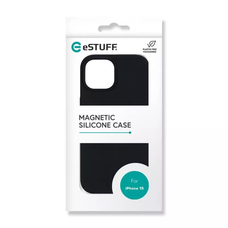 eSTUFF ES67150025 Infinite Rome magnetische Rückseitenhülle für iPhone 15, MagSafe-kompatibel, Polycarbonat/Silikon, Schwarz