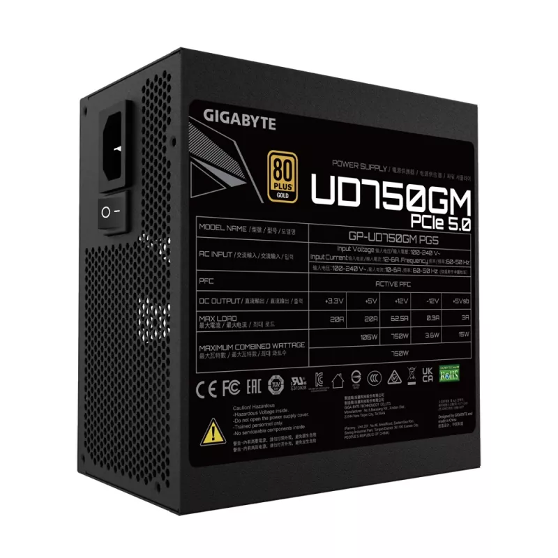 GIGABYTE UD750GM PG5 Netzteil 750 W 20+4 Pin ATX ATX Schwarz