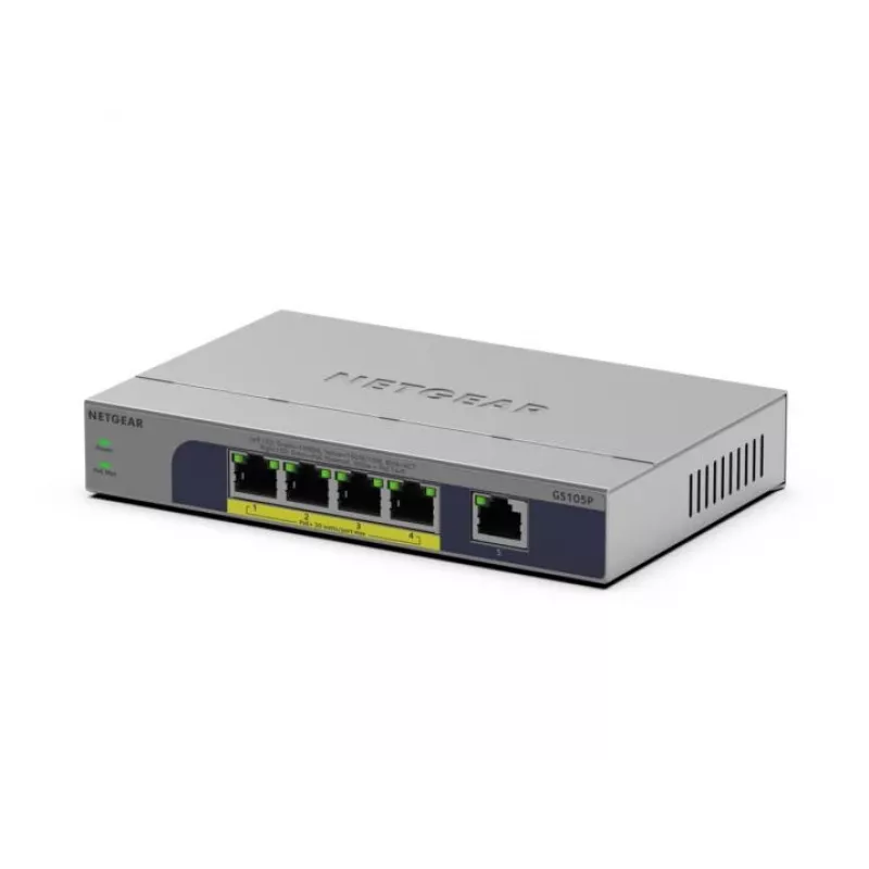 Unmanaged 5-Port PoE Switch Netgear GS105P 1Gb Ethernet mit Power over Ethernet (GS105P-300EUS)