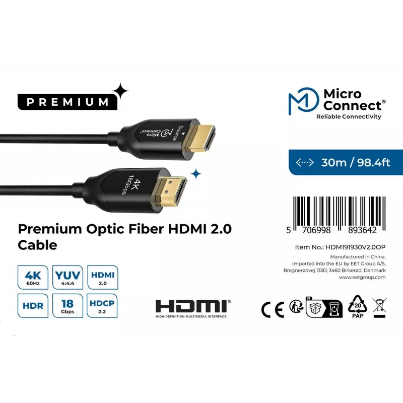 Microconnect Premium Optic HDMI-Kabel 30m