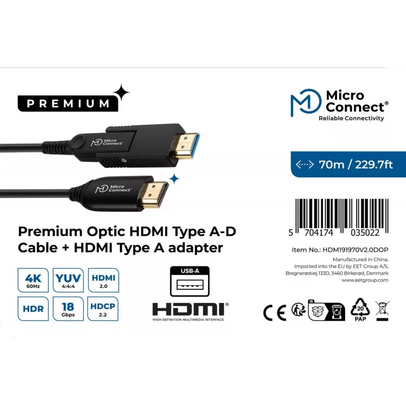 HDMI A-D-Kabel MicroConnect HDM191970V2.0DOP