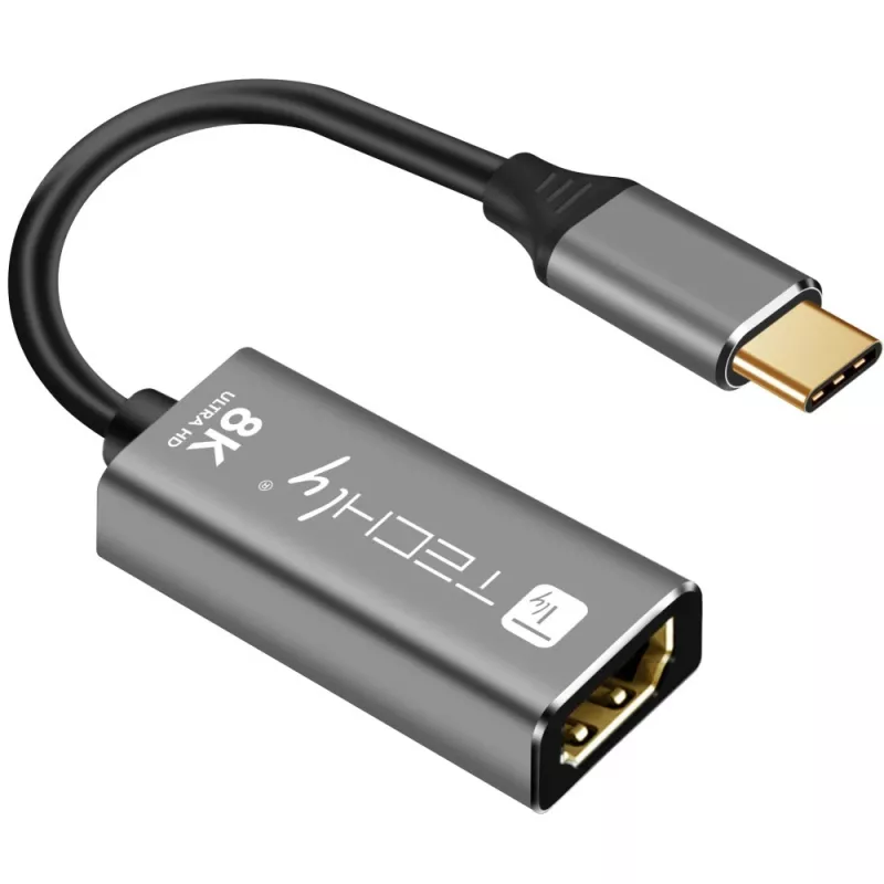 Techly IADAP-USBC-HDMI8 USB-Grafikadapter 7680 x 4320 Pixel Schwarz, Silber