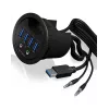 ICY BOX IB-HUB1403A 4-Port USB-3.0-Tisch-Hub mit Audio Ein-/Ausgang, Schwarz