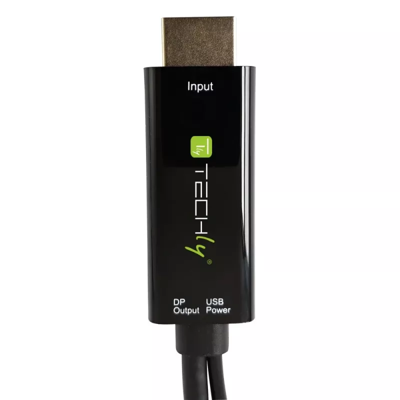 Techly ICOC-HDMI-DP12A HDMI-auf-DisplayPort-Adapter mit USB-Stromversorgung, 4K 30 Hz