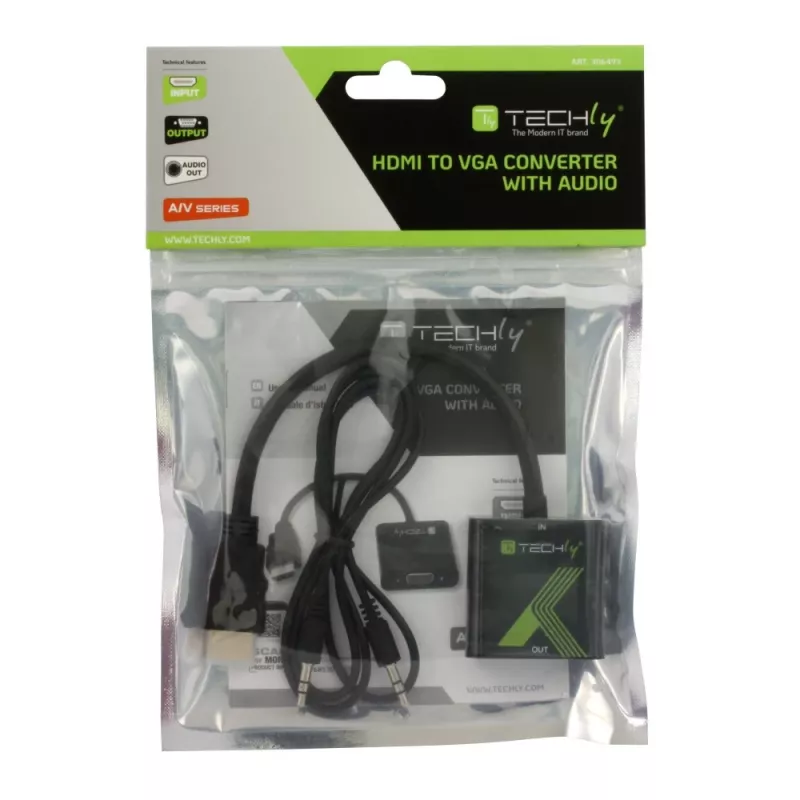 Techly Kabelkonverter-Adapter HDMI auf VGA mit Audio IDATA HDMI-VGA2A