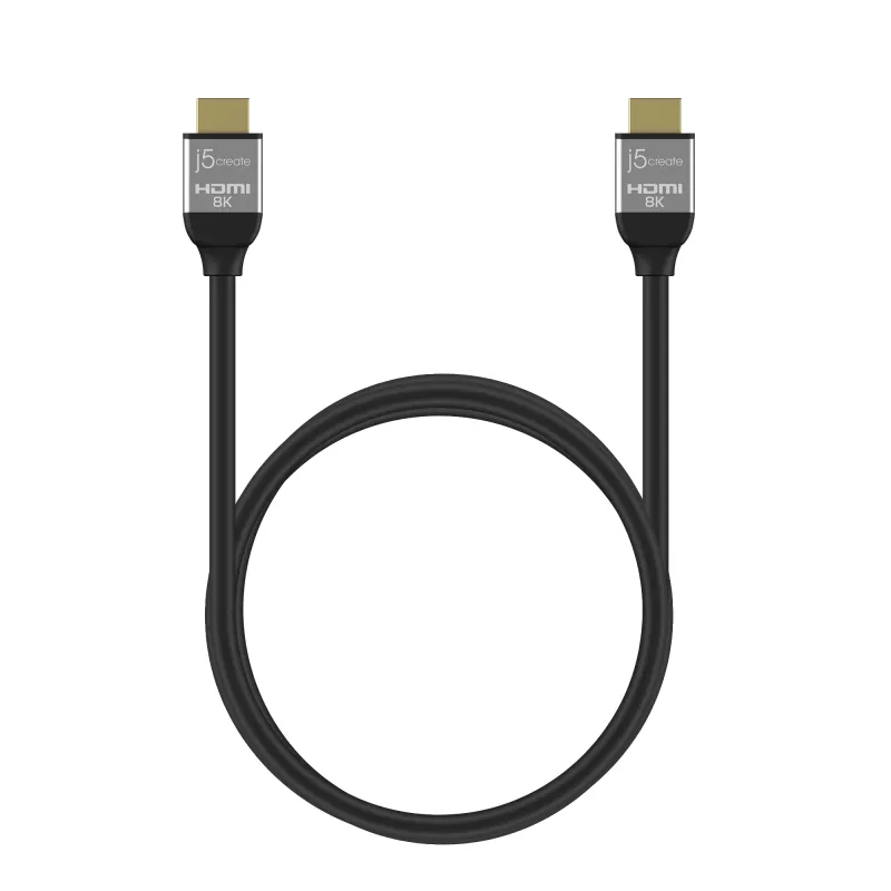 j5create JDC53 Ultra High Speed 8K UHD HDMI™-Kabel, Schwarz und Grau, 2 m