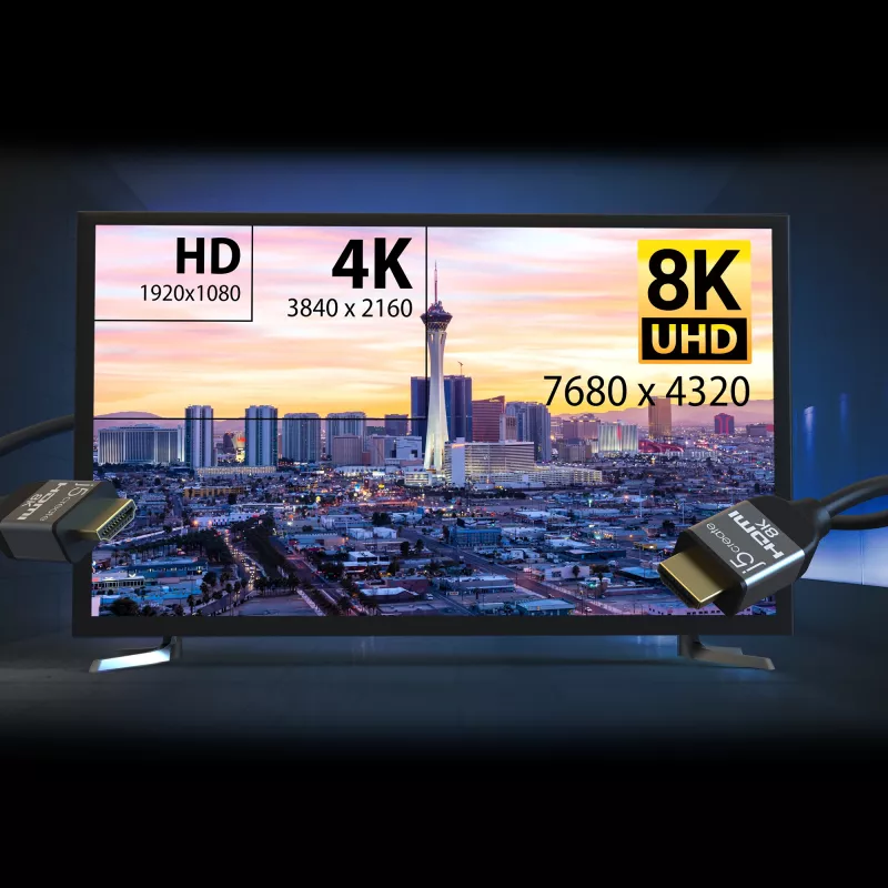 j5create JDC53 Ultra High Speed 8K UHD HDMI™-Kabel, Schwarz und Grau, 2 m