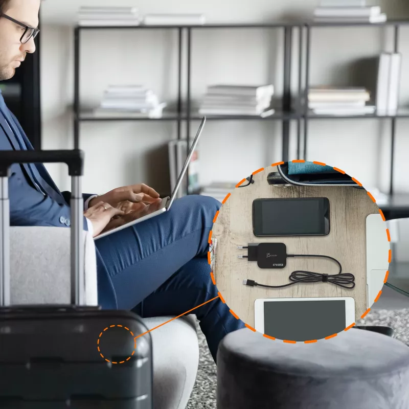 j5create JUP1565DCE3A-EN 67W GaN PD USB-C® Mini-Ladegerät mit 3 Arten von DC-Steckern - EU