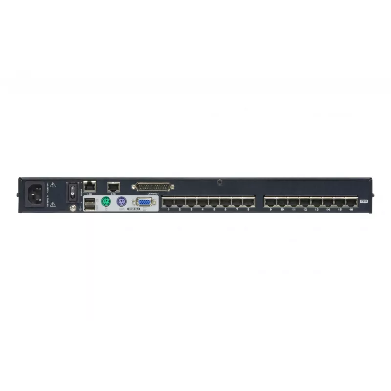 ATEN ALTUSEN KH1516AI-AX-G 16-Port Cat5e KVM-over-the-Net-Switch, PS/2/USB, 1600 x 1200, integriertes Ethernet, 1U Rackmontage, 12,5 W, Schwarz