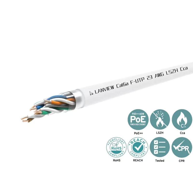 Cat6a F-UTP 4x2xAWG23 LSZH weiß 305m, Brandklasse Cca