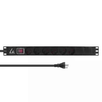 Lanview LVR-3MDK-SW-DK6 19-Zoll-Rack-Steckdosenleiste, 1U, 13 A, mit Ein-/Ausschalter