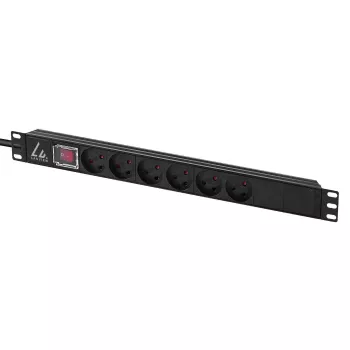 Lanview LVR-3MDK-SW-DK6 19-Zoll-Rack-Steckdosenleiste, 1U, 13 A, mit Ein-/Ausschalter