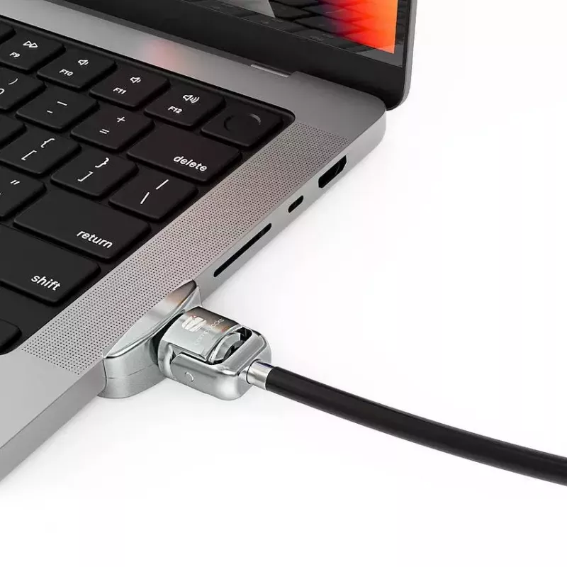 Compulocks Ledge Lock Adapter für MacBook Pro 14 Zoll M1 M2 M3 Schlüsselkabelschloss Silber