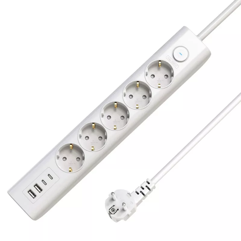 Microconnect 5-fach USB Schuko-Steckdosenleiste mit Ein-/Ausschalter 1,5 m, Weiß