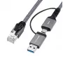 Microconnect CAT6 RJ45 FTP auf USB A-C Adapterkabel, 5 Meter Netzwerkadapter