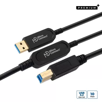 Microconnect MC-USB3.0AB15OP USB-Kabel USB 3.2 Gen 2 (3.1 Gen 2) 15 m USB A USB B Schwarz