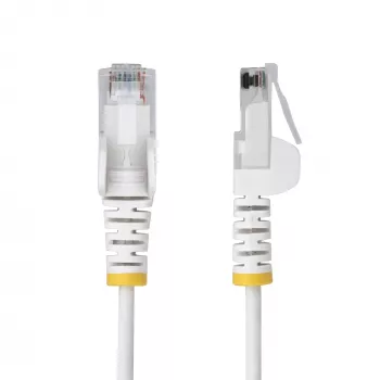 StarTech.com 15m Weiß schlank CAT6 Ethernet-Kabel, rastnasenschutz, 100W PoE, UTP, LSZH, 28AWG reines blankes Kupferkabel, schlank RJ45 Netzwerk-Patchkabel mit Zugentlastung, einzeln getestet