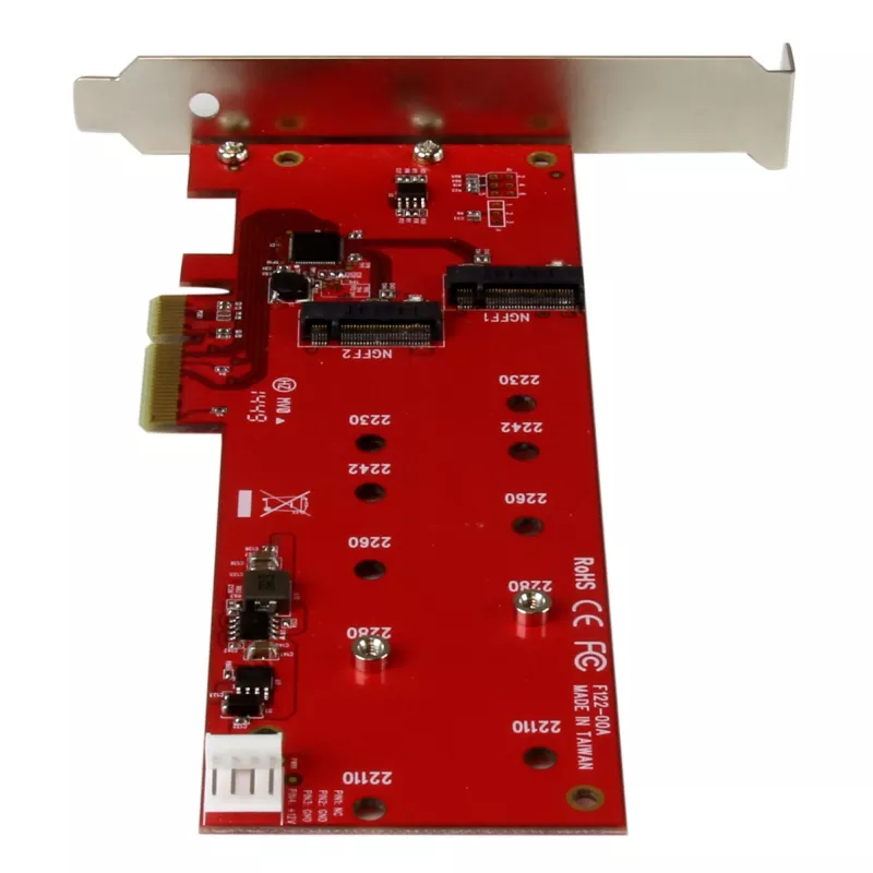 StarTech.com 2x M.2 SATA SSD Controller-Karte – PCIe, PCIe, M.2, Full-Height / Low-Profile, PCI 2.0, Rot, CE, FCC, TAA