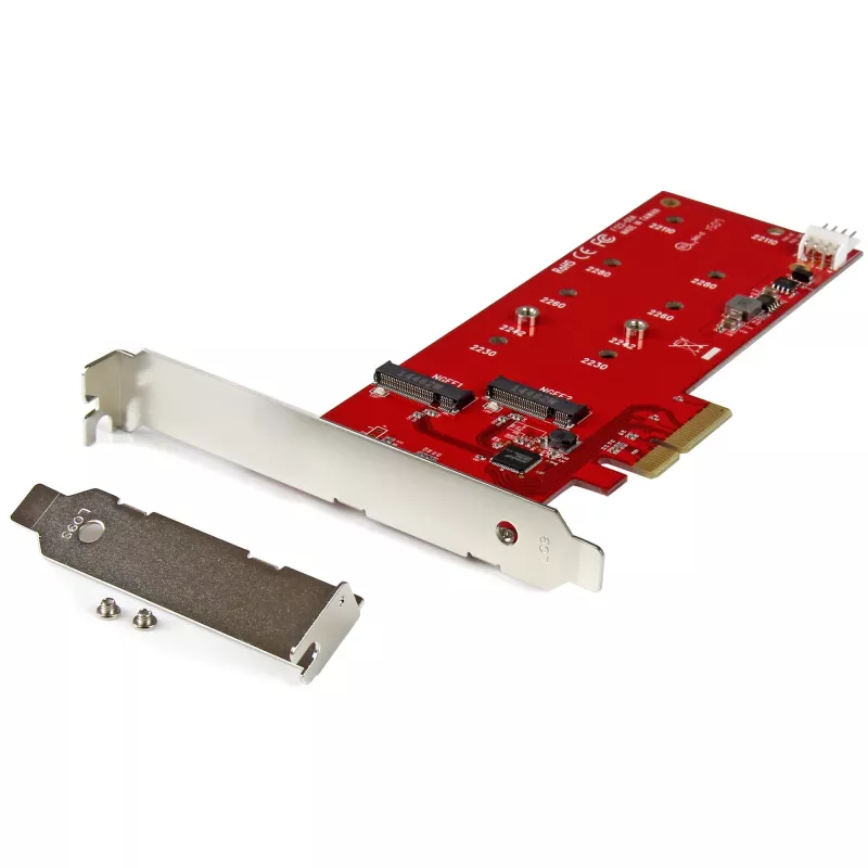 StarTech.com 2x M.2 SATA SSD Controller-Karte – PCIe, PCIe, M.2, Full-Height / Low-Profile, PCI 2.0, Rot, CE, FCC, TAA