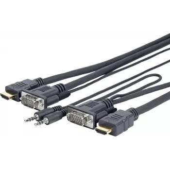 Vivolink PROVGAHDMIFLY3 Videokabel-Adapter 3 m VGA (D-Sub) + 3,5 mm HDMI Typ A (Standard) Schwarz