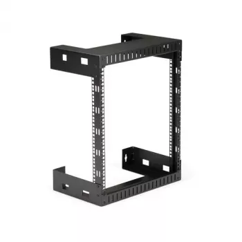 StarTech.com 12HE 19 Zoll Wandmontage-Netzwerkschrank – 12 Zoll tief 2-Pfosten Open-Frame Serverschrank für Daten/AV/IT/Computerausrüstung/Patchpanel mit Käfigmuttern & Schrauben 90 kg Tragkraft, Schwarz (RK12WALLO)