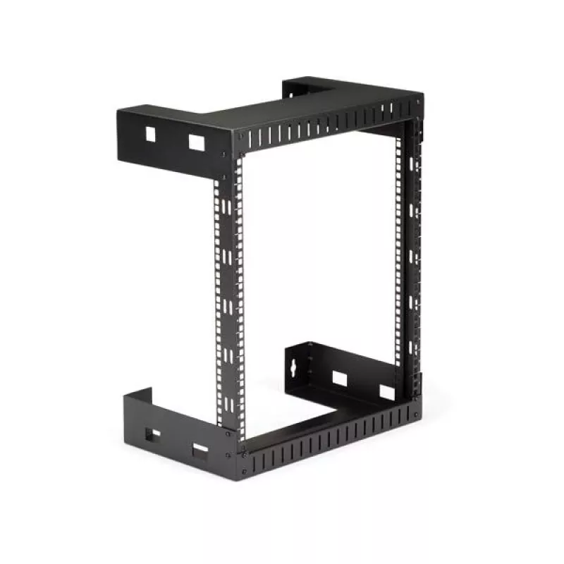 StarTech.com 12HE 19 Zoll Wandmontage-Netzwerkschrank – 12 Zoll tief 2-Pfosten Open-Frame Serverschrank für Daten/AV/IT/Computerausrüstung/Patchpanel mit Käfigmuttern & Schrauben 90 kg Tragkraft, Schwarz (RK12WALLO)