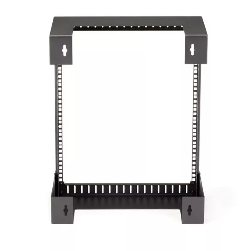 StarTech.com 12HE 19 Zoll Wandmontage-Netzwerkschrank – 12 Zoll tief 2-Pfosten Open-Frame Serverschrank für Daten/AV/IT/Computerausrüstung/Patchpanel mit Käfigmuttern & Schrauben 90 kg Tragkraft, Schwarz (RK12WALLO)